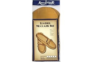 REALEATHER CRAFTS Realeather C4604-03 Adult Moccasin Leathercraft Kit, Size 8-9, Golden Tan, 1-Pair