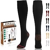 NEWZILL Copper Compression Socks for Women & Men 15-20mmHg Cotton Rich Odor Control Dress Socks for Business Casual Running Medical Athletic Support, Edema Diabetic Relief