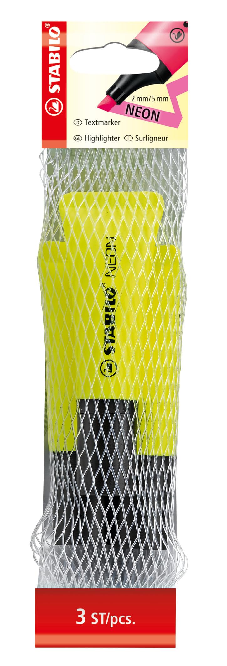 STABILO Highlighter NEON - Pack of 3 - yellow