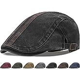 Initlove Mens Newsboy Cap Washed Beret Ivy Hat Flat Hats for Cabbie Driving