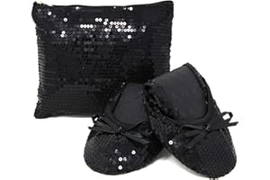 Silky Toes Women's Foldable Sequin Shoes Dressy Ballet Flats Roll Up Slipper Shoe with Matching Carrying Pouch