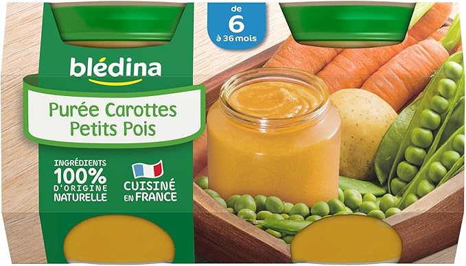 Bledina Petits Pots Puree Carottes Petits Pois Des 6 Mois 2 X 130 G Amazon Fr Epicerie