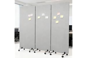Lilvduybz 3 Panel Soundproof Room Divider with Wheels, 73 x 66 in Sound Proof Portable Divider Wall, Freestanding Acoustic Ro