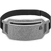 Ahijklmn Running belt,Slim Running Waist Fanny Pack Runner Exercise Phone Belt Hip Pouch Bag for Women Men iphone Samsung (White Grey)