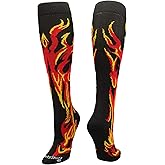 Flame Over-the-Calf Socks for Kids & Youth Sports – Fiery Design, Moisture-Wicking, Compression Support – Youth to Adult