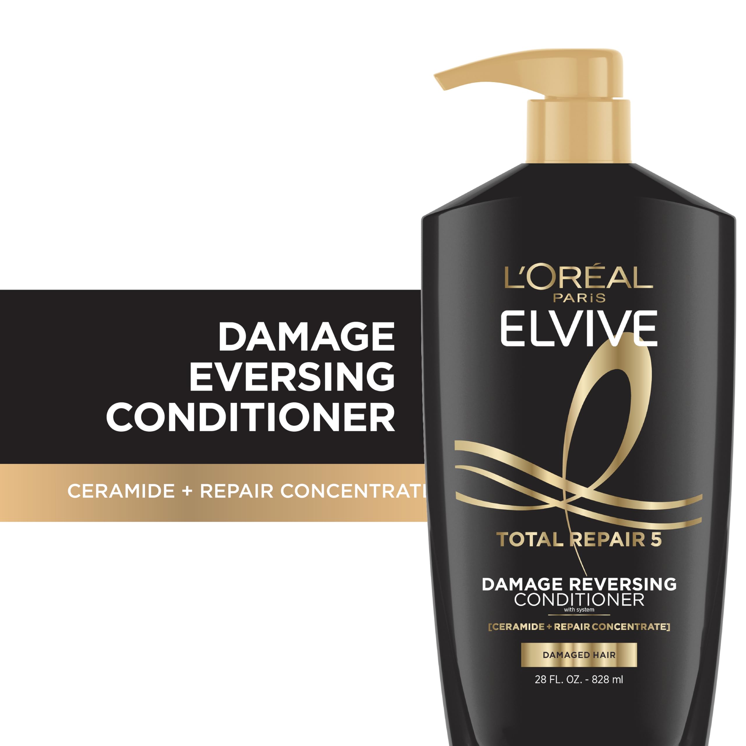 L'Oreal Paris Elvive Total Repair 5 Repairing Conditioner for Damaged Hair Conditioner with Protein and Ceramide for Strong Silky Shiny Healthy Renewed Hair 28 Fl Oz(Packaging May Vary)
