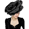 Gionforsy Flower Fascinators Hat Tea Party Hats for Women Rose Fascinator Hat for Wedding