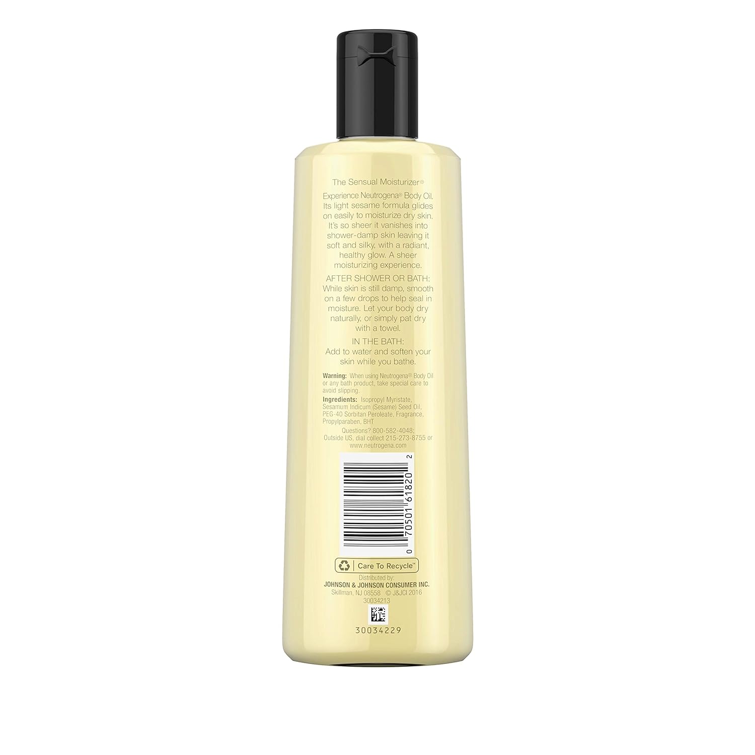 Neutrogena Lightweight Body Oil for Dry Skin, Sheer Moisturizer in Light Sesame Formula, 8.5 fl. oz : Beauty