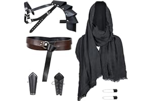 ALAMIYA Medieval Knight Leather Belt Shawl Men Renaissance Half Shoulder Cape Scarf Buckle Bracers Retro Accessories(Type11)