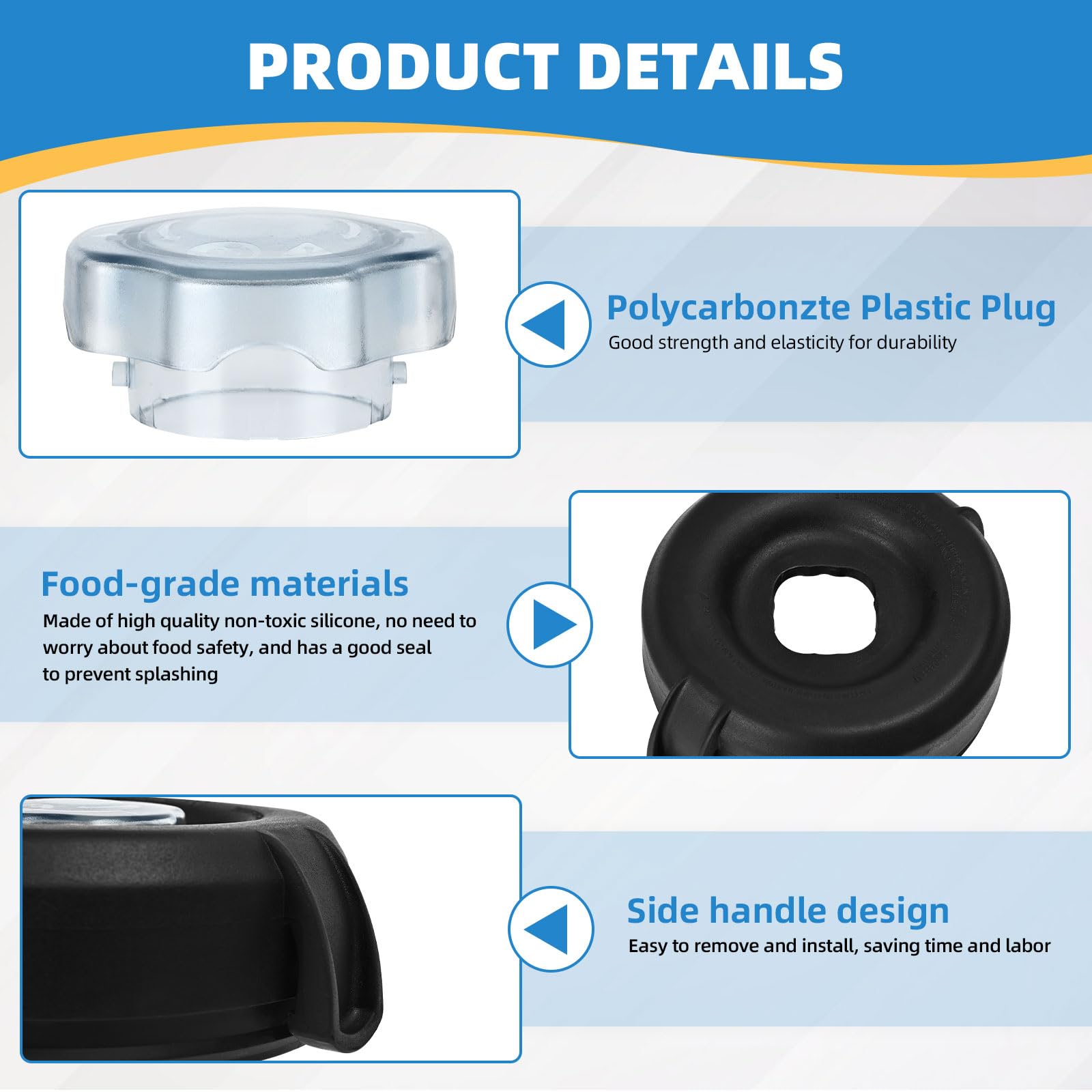 For Vitamix Lid Replacement, Lids For 64 oz. Low Profile Containers, For Vitamix Pro 750 5300 E320 VM0158 7500 780 Pitchers, Lid Compatible With Vitamix Accessories