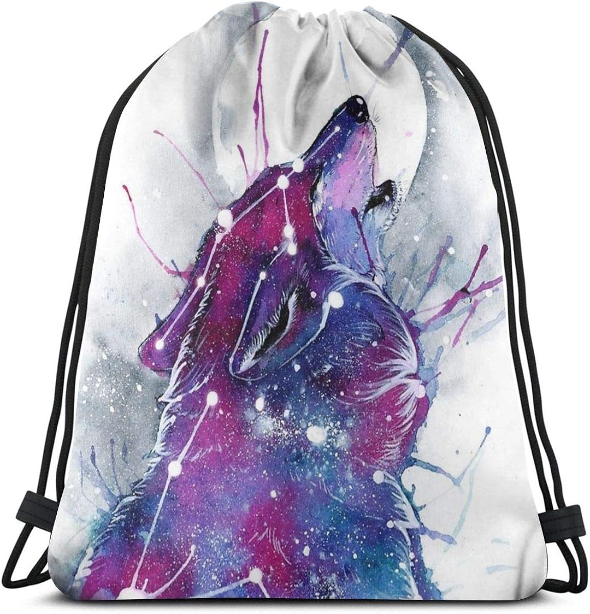 Komorebi12 Galaxy Wolf Drawstring Backpack Bag Drawstring Tote Bag Sling Bag Sports Bag