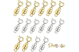 Asphodelia 16 Pack Necklace Magnetic Clasps - DIY Strong Magnetic Clasp Kit for Jewelry Making, Premium Necklace Findings wit