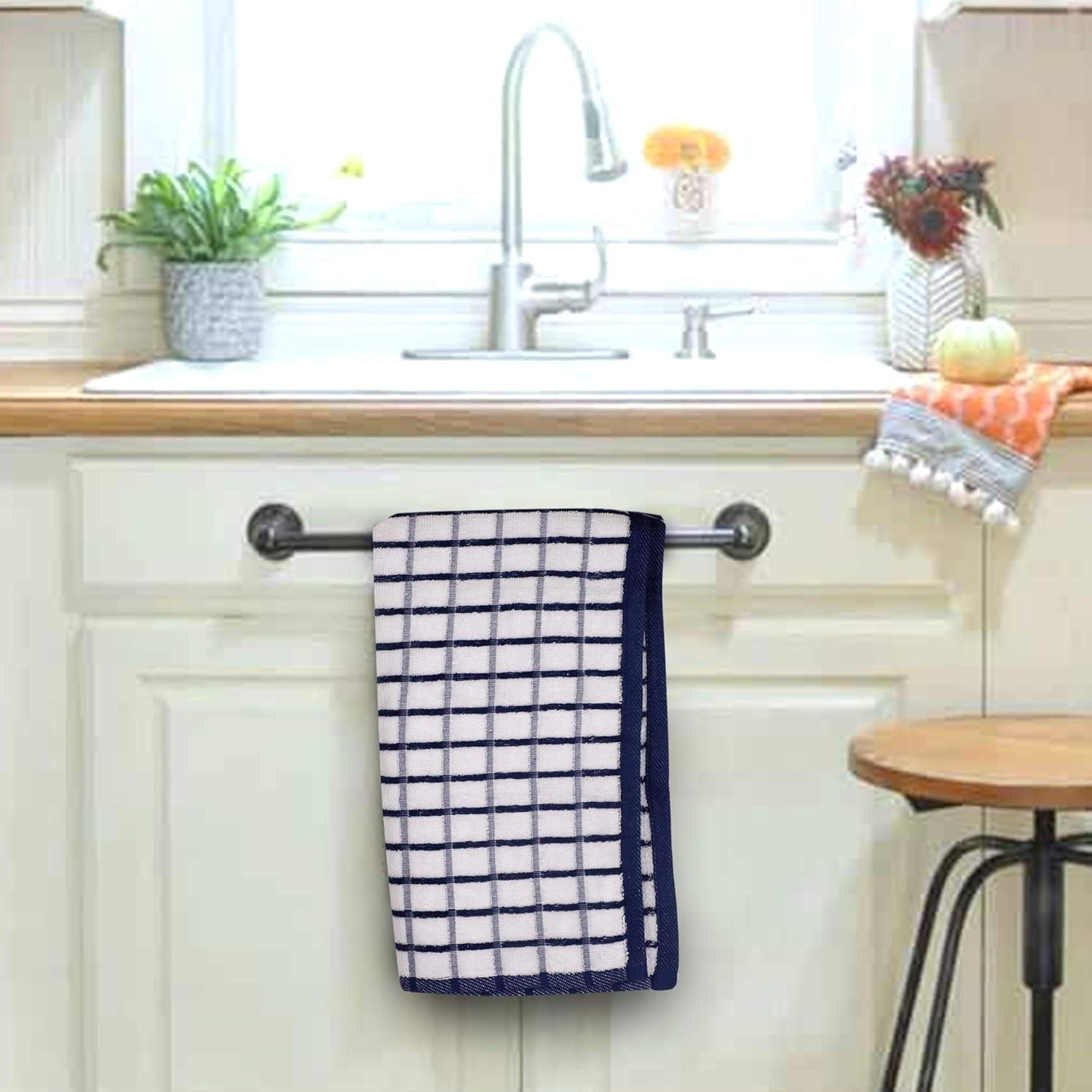 Urban Villa 6 Pack Terry Kitchen Towels, Premium Quality, 100% Cotton, Ultra Soft (Size: 20X30 Inch), Multi Color, Highly Absorbent Over Sized Kitchen Towels with Hanging Loop- (Set of 6): Kitchen & Dining