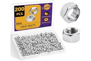ZERDANS M4-0.7 Hex Nuts, 200Pcs Metal Nuts, Steel Nut, (18-8) 304 Stainless Steel Metric Nuts Set, Machine Screw Hex Nuts, Assorted Hardware Nuts Sets for Bolt for Furniture, Car and Construction