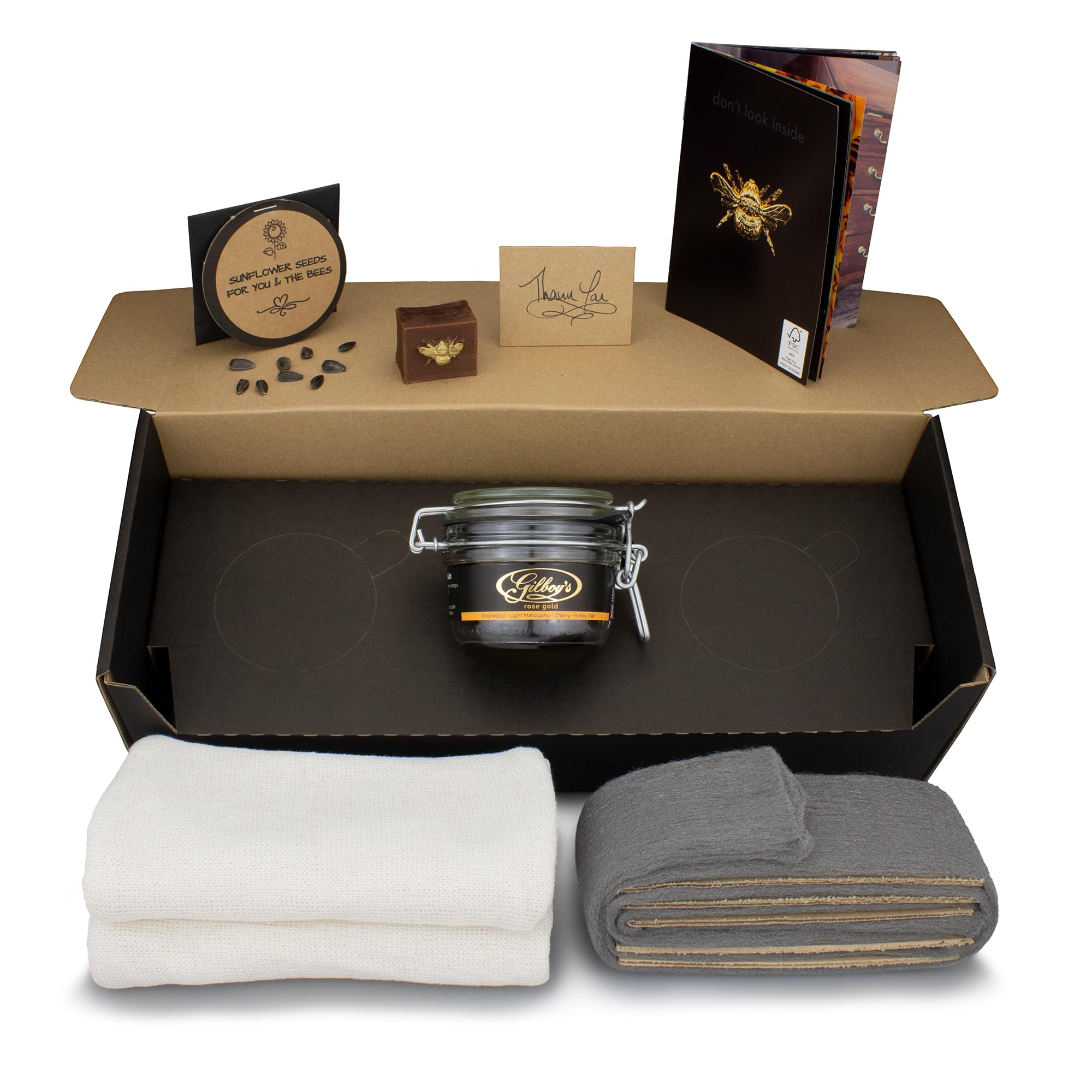 Gilboys Premium Beeswax Polishing Kit for Teak Furniture (rose gold) - for use on Teak Mid Century furniture