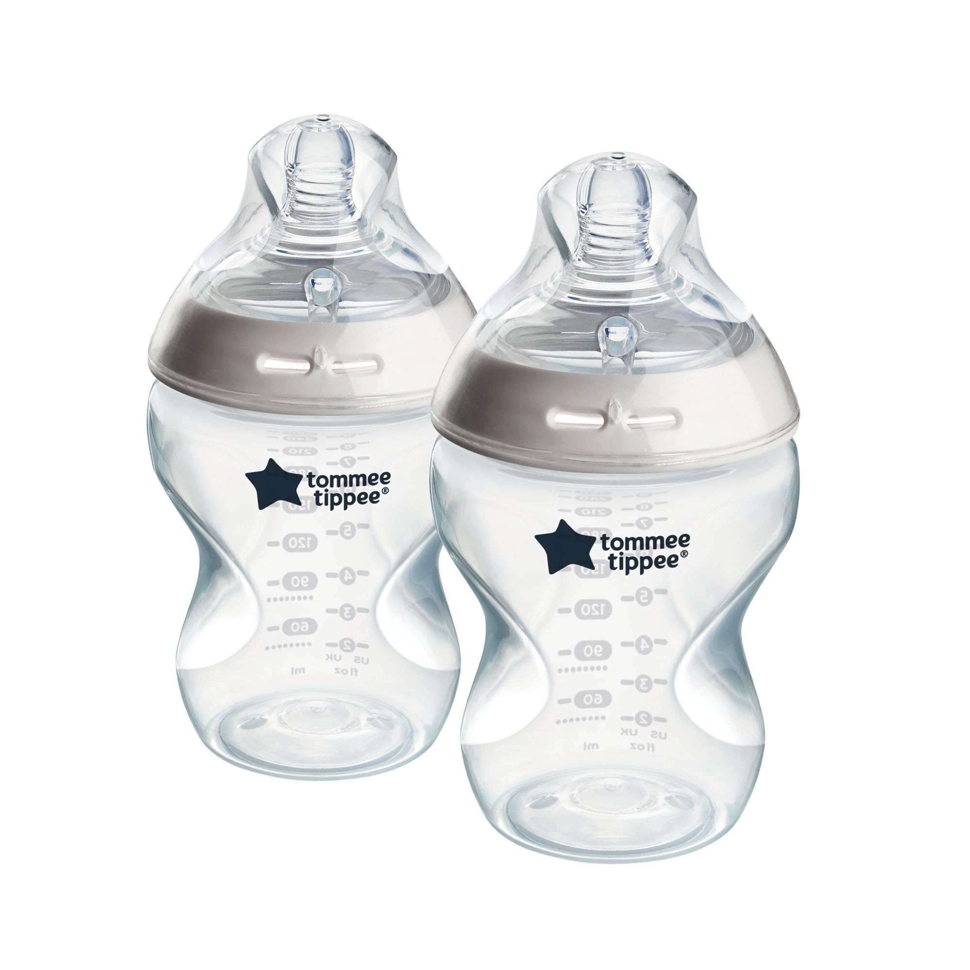 Tommee Tippee Baby Bottles, Natural Start Anti-Colic Baby Bottle with Slow Flow Breast-Like Teat, 260ml, 0m+, Self-Sterilising, Baby Feeding Essentials, Pack of 2
