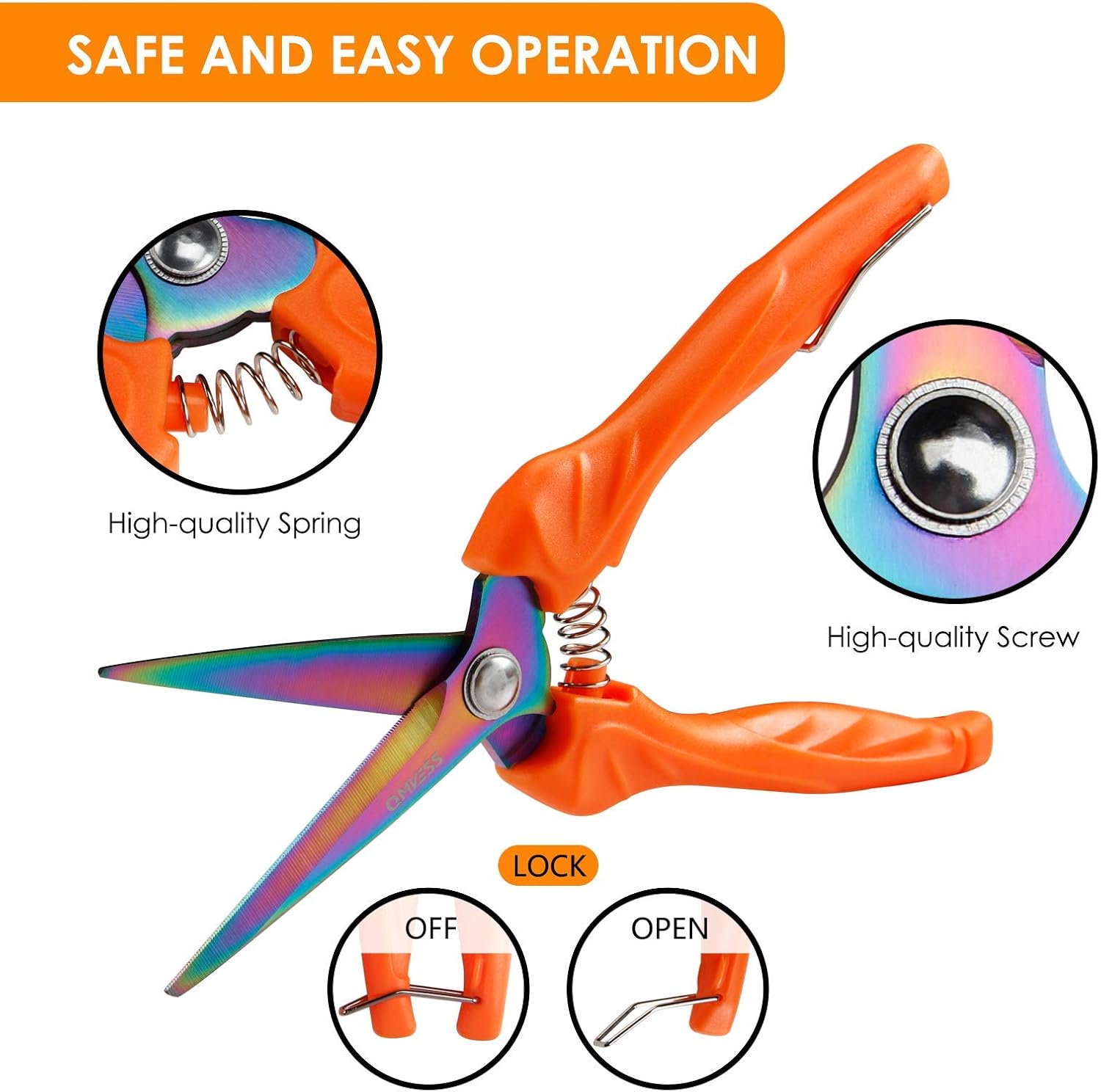 QMVESS Garden Shears 3 Pcs Hand Pruning Snips with Titanium Plated Stainless Steel Blades Precise Cuts Gardening Pruner Scissors for Plants, Grape Picking ，Small Garden Pots, Roses, Berries : Garden & Outdoor