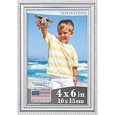 Icona Bay 4x6 Silver Picture Frame Beautifully Detailed Molding, Contemporary Picture Frame Set, Wall Mount or Table Top, Inspirations Collection