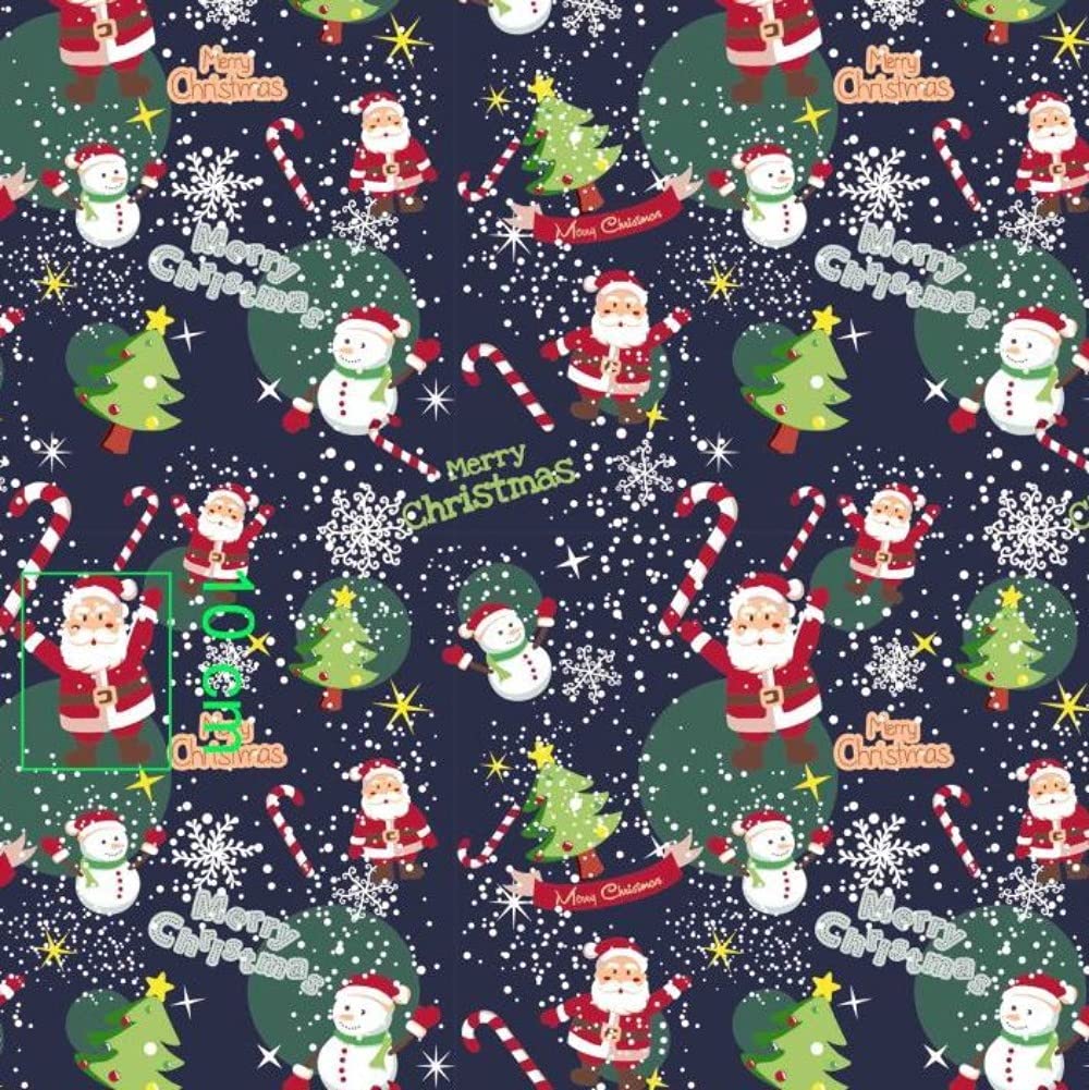 200 x 160 cm 100% Cotton Christmas Cotton Fabric, Children, Sold by the Metre, Craft, Sewing Fabric (Santa, Snowman, Merry Christmas, Dark Blue, 200 x 160 cm)