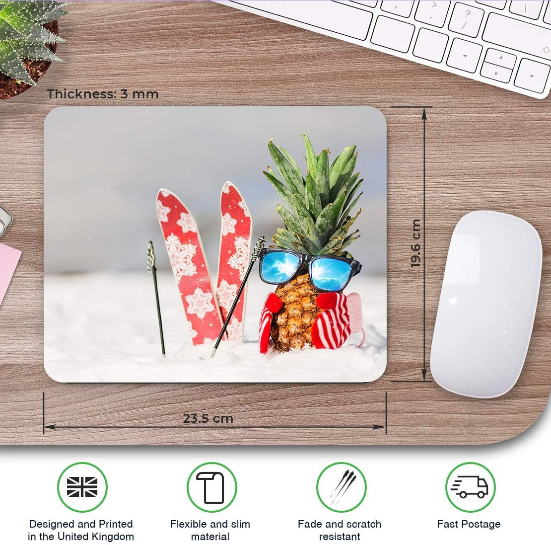 Skiing Pineapple Dude Ski Snow Mouse Mat Pad Computer PC Laptop Gaming Office Home Desk Accessory Gadget 12309 - Image 3
