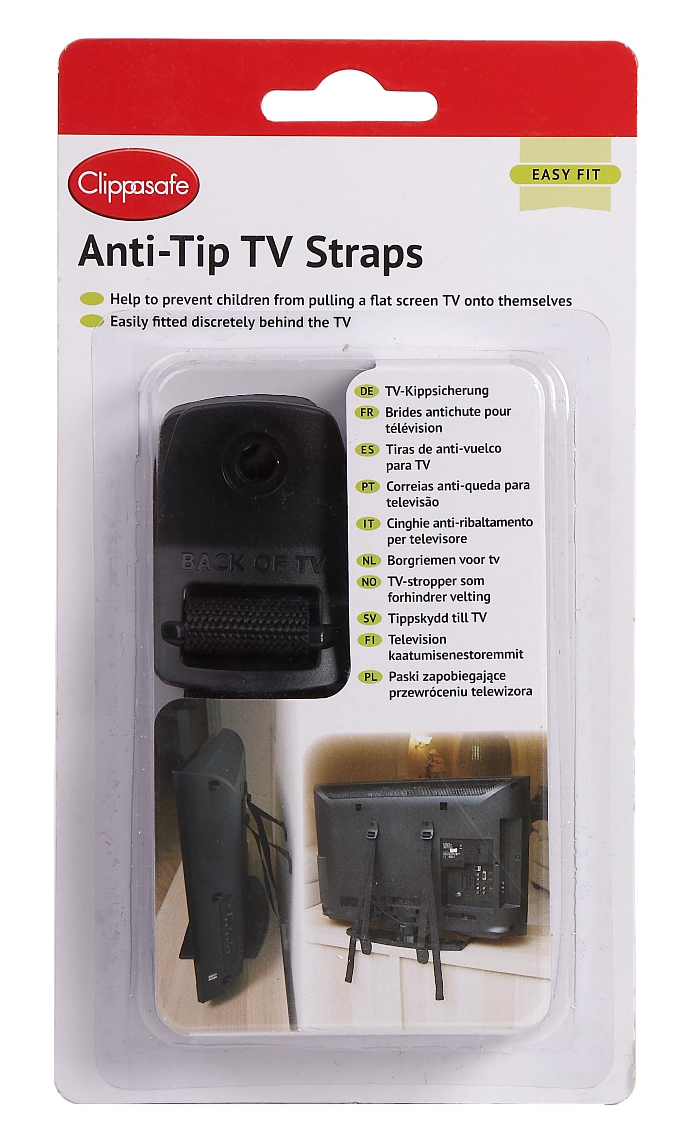 Clippasafe - Pack of 2 Anti-tip Straps for Television