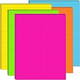 2" x 4" Colored Labels Stickers 5 Colors Bright Moving Stickers for Boxs 20 Sheets Printable Address Label for Laser/Inkjet Printer, Permanent Adhesive(200 PCS)
