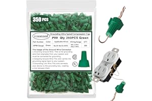 XUMMERWM Winged Green Ground Wire Connectors Nuts with Hole 350PCS for 14-10 AWG, UL Listed P99 Ground Wire Nuts, Easy-Twist Wire Connector Nuts Electrical Wire Caps for Connecting Electrical Wiring