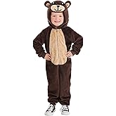 Brown Bear Jumpsuit Costume for Toddler - Hooded Faux Fur Suit with Stuffed Tail