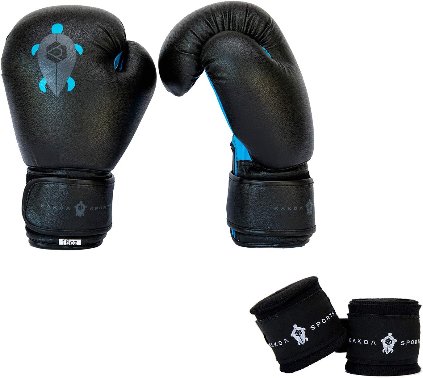 Kakoa Sports Boxing Gloves & Hand Wraps Set for Women and Men -16oz - Perfect for Boxing, Muay Thai, Kickboxing, MMA Training, Heavy Bag, Punching Bags. Black & White Options - Sparring Gloves
