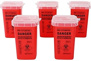 DOWEI Sharps Disposal Container,5 Pack Biohazard Needle Disposal Container 1 Quart Size for Supplies Accessories