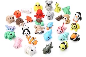 Gencokok 30PCS 3D Printed Animals Set, 1.96In Mini 3D Printed Animals, Animal Figurines Exquisite Cute Pocket Pets Toy, Cute Articulated Flexible Fidget Toy for Desk Decoration, Party Favors