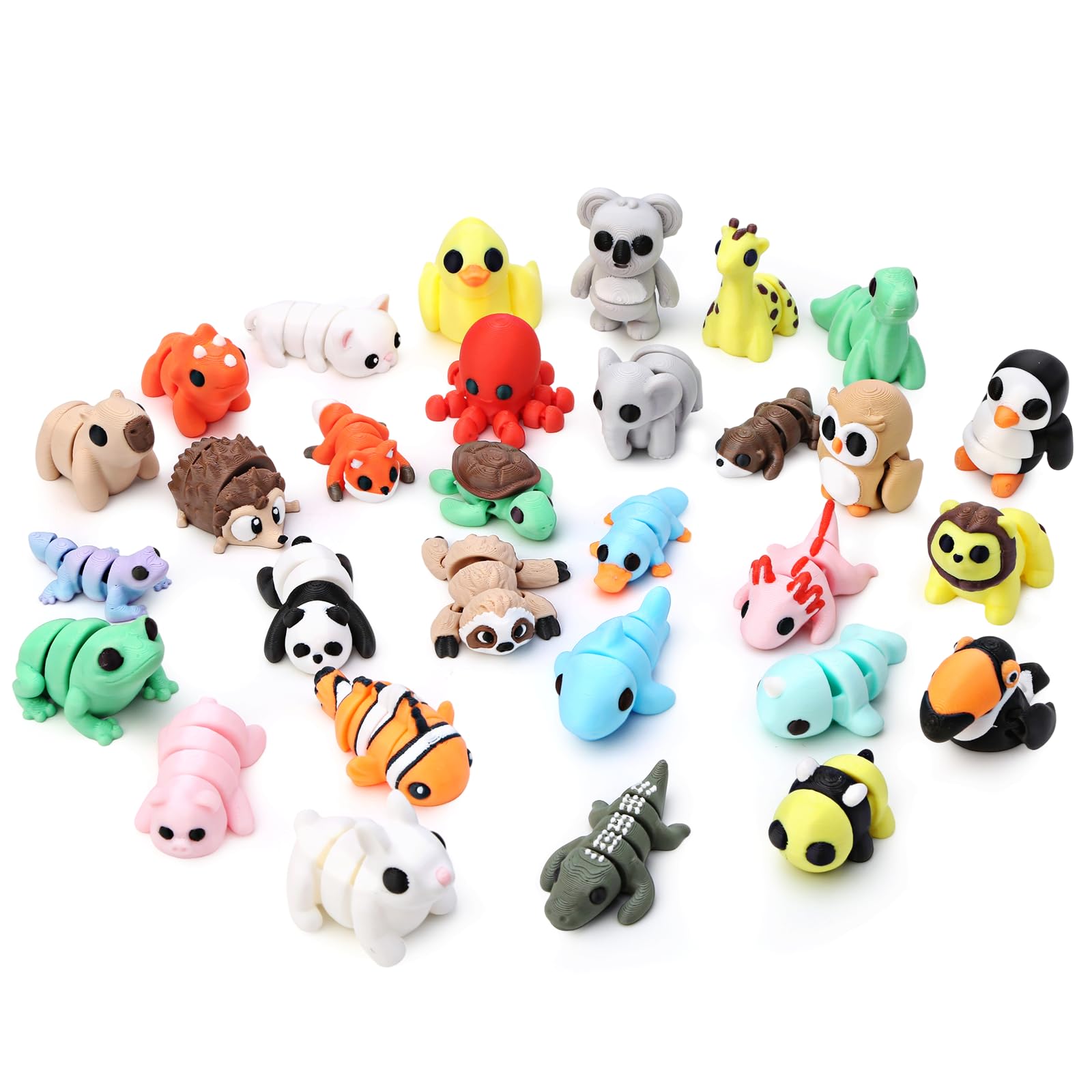 Photo 1 of Gencokok 30PCS 3D Printed Animals Set, 1.96In Mini 3D Printed Animals, Animal Figurines Exquisite Cute Pocket Pets Toy, Cute Articulated Flexible Fidget Toy for Desk Decoration, Party Favors