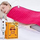 WOOMER Extra Large Heating Pad, 17"x33" XL Heating Pad, Heat Pad with Multi-Color Option, Moist Heat Therapy Feature, Auto Shut-Off, Power Cords Storage Belt