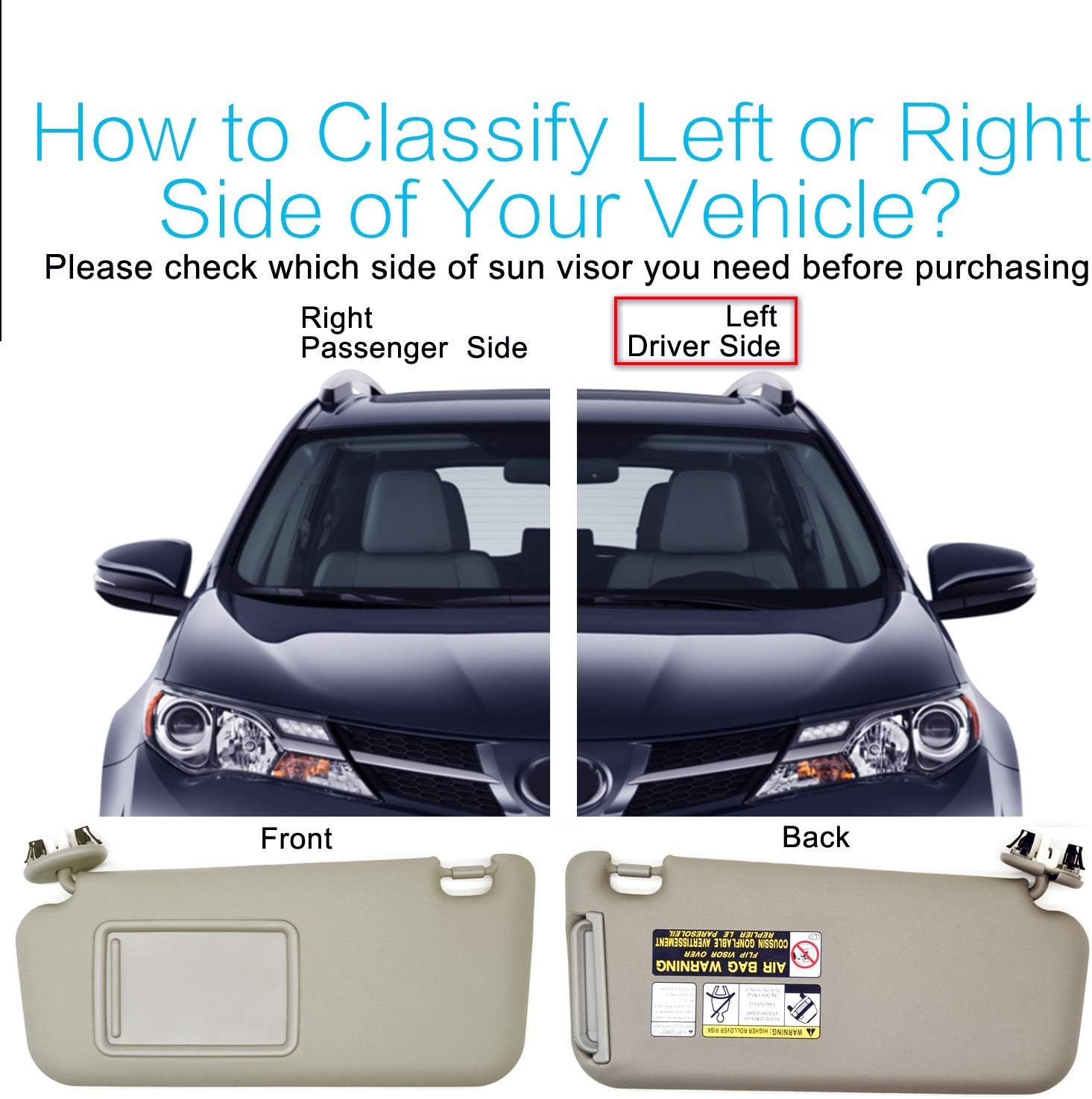MECHCOS Vinyl Sun Visor Left Driver Side Compatible for 2006 2007 2008