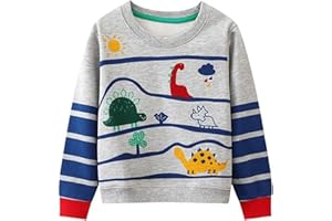 HILEELANG Toddler Boy Sweatshirts Crewneck Long Sleeve Pullover Cotton Graphic Christmas Clothing