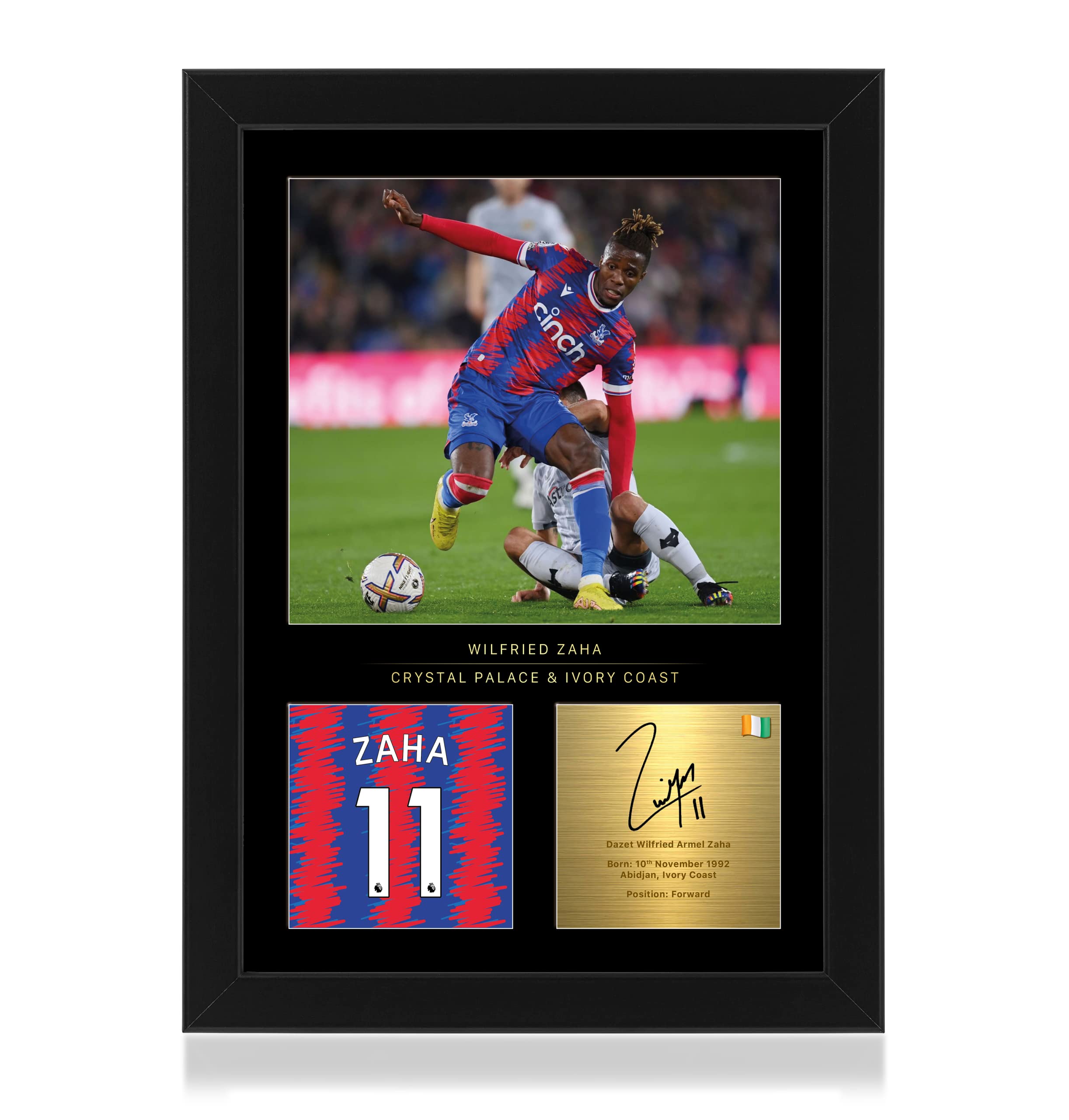 Win FC Wilfried Zaha A4 Framed Photo Display - Reproduced Digital Signature - Gift For Crystal Palace Fans
