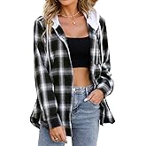 INFITTY Women's Buffalo Plaid Hoodie Long Sleeve Jacket Button Drawstring Casual Fall Shirts with Pocket