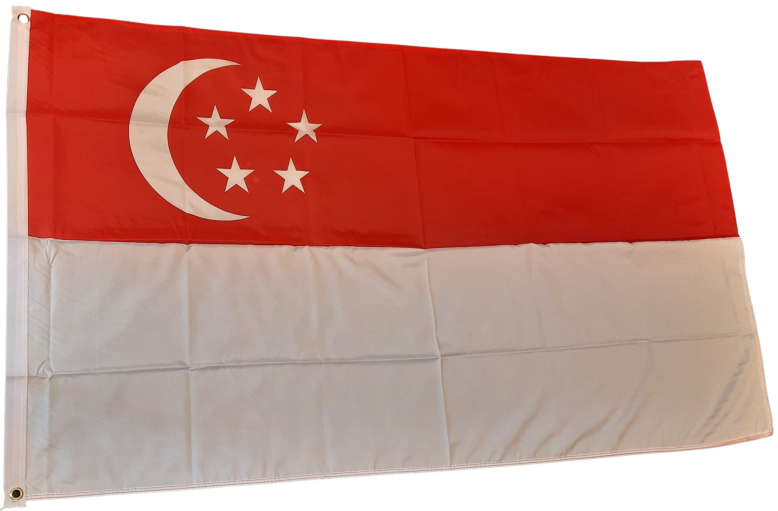 NWFlags Singapore Flag 5ft x 3ft 75d Premium Polyester Suitable For Flagpoles | Strong Polyester 5x3 foot material large flag banner with two metal Eyelets