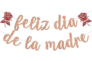 PYBHILK Rose Gold Glitter Feliz Dia De La Madre Banner, Best Mom Ever/Happy Mother's Day, Spanish Mother's Day Party Decorations Supplies