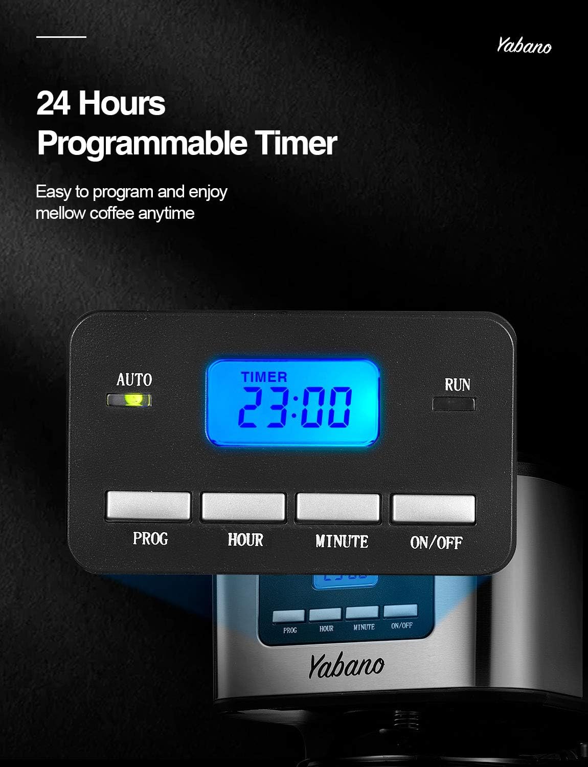Yabano Coffee Maker, Filter Coffee Machine with Timer, 1.5L Programmable Drip Coffee Maker - Image 3