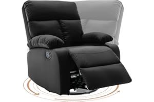 hzlagm Swivel Rocker Recliner, Small Rocking Recliners Chair for Small Spaces, Rocking Recliner Chair for Living Room, RV, Bedroom, Nursery, Black