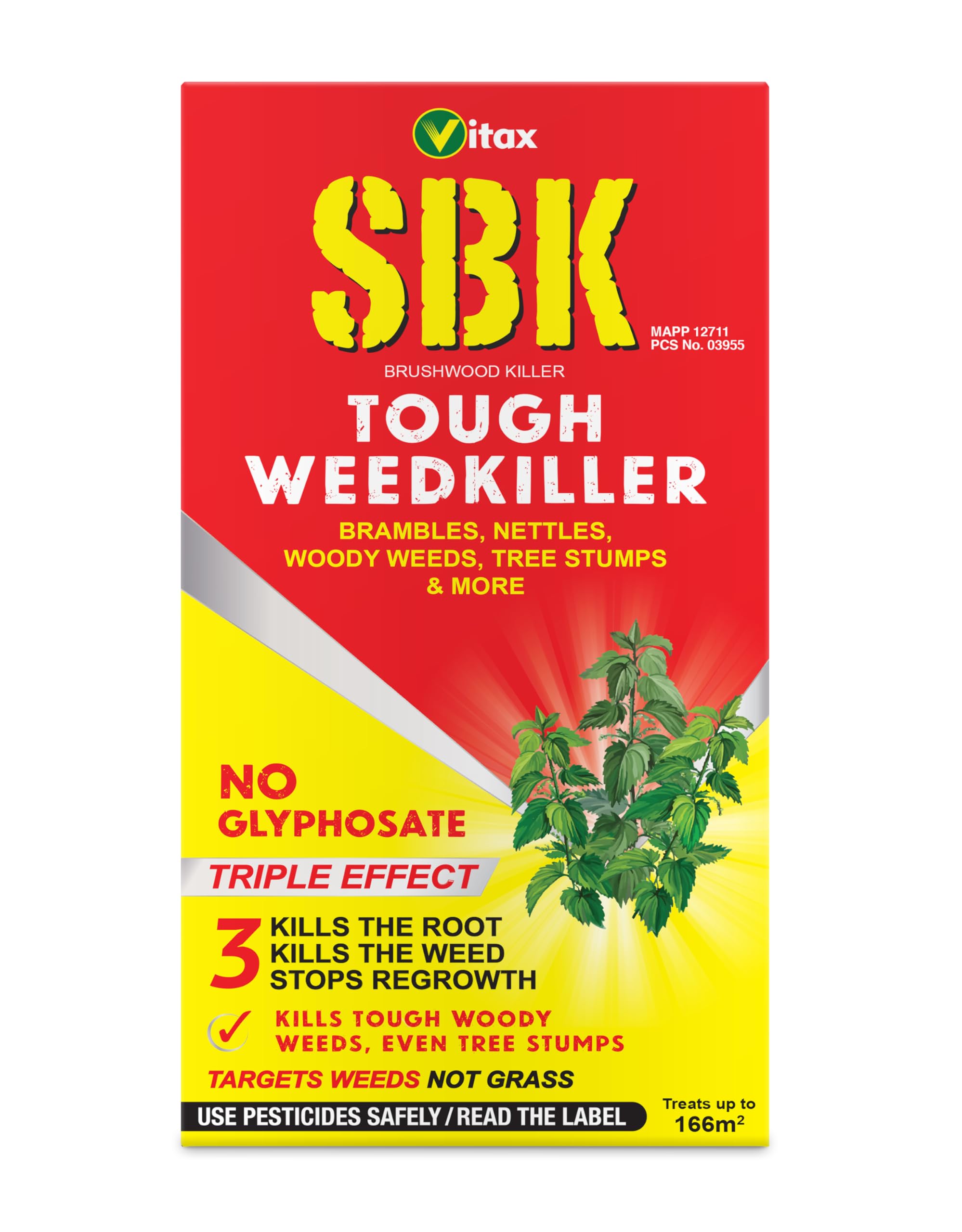 Vitax SBK Tough Weedkiller, Kills Down To The Roots, Suitable For Brambles, Nettles, Dock, Woody Weeds, Hardwood & Tree Stumps, Targets Weeds Not Grass, Concentrate - 500Ml, Coverage 166M2