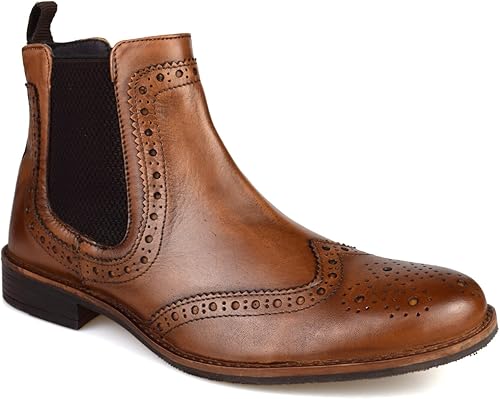 tan brogue chelsea boots mens