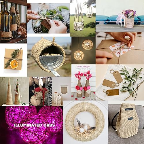 PerkHomy 2mm 600Ft Colored Natural Jute Twine String for Gift