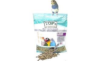 TOP's Parrot Food Mini Pellets Bird Food for Budgies, Cockatiels, Parrotlets, Lovebirds, Parakeets - Non-GMO, Peanut Soy & Corn Free, USDA Organic Certified - 4LBS