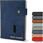 Promot Personalized Notebook - A5 Lined Leather Bound Journal for Writing Women Men - Hardcover Executive Notebook, Daily Journal, Travel Diary, Gift Idea, Custom Embossed Text with Gold Metallic Foil