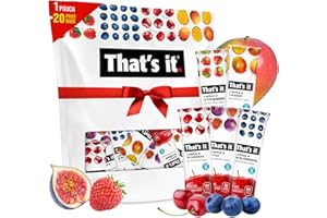 That's it. Fruit Bars Snack 20 Pack - 100% All Natural Gluten-Free Vegan Low Carb Snacks - Healthy Fruit Snacks Variety Pack Strawberry, Mango, Blueberry, Cherry, Fig Bars
