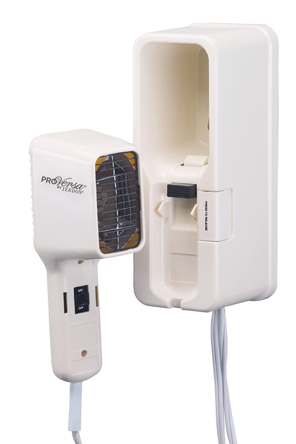 Jerdon JWM4CD Hard-Wired Wall Mount Hair Dryer with 2-Speed and Heat Settings, 1200-Watts, Almond Finish