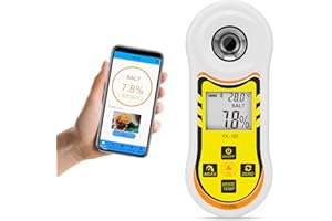 YINMIK Smart Refractometer Brix Salt Meter, Brix Refractometer & Salinity Tester with ATC, Hand-Held Salinity Meter 0-24% for Food,sauces and Aquarium, Brix Sugar Refractometer 0-60% for Fruit,Drinks,Coffee