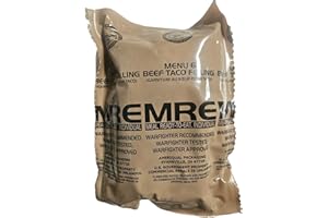 EPIDEMIC PROOF Genuine USGI MRE [Meal, Ready to Eat] Inspection Date 01/2026 or Newer [New Packaging] - You Choose Menu Ration with Entree, Snacks, Dessert, Drink Mix, Utensils, Condiments and FRH. (Beef Taco)